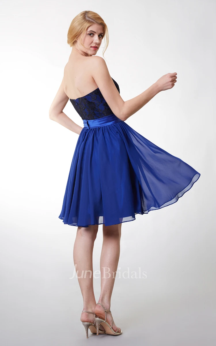 Simplistic and Elegant Strapless Dress Belted Waist With Crystal Detailing