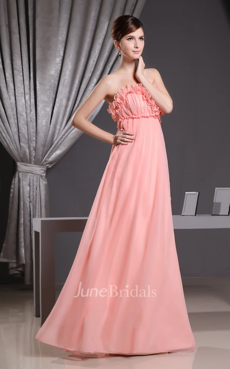 Chiffon Empire Long Dress With Floral Top