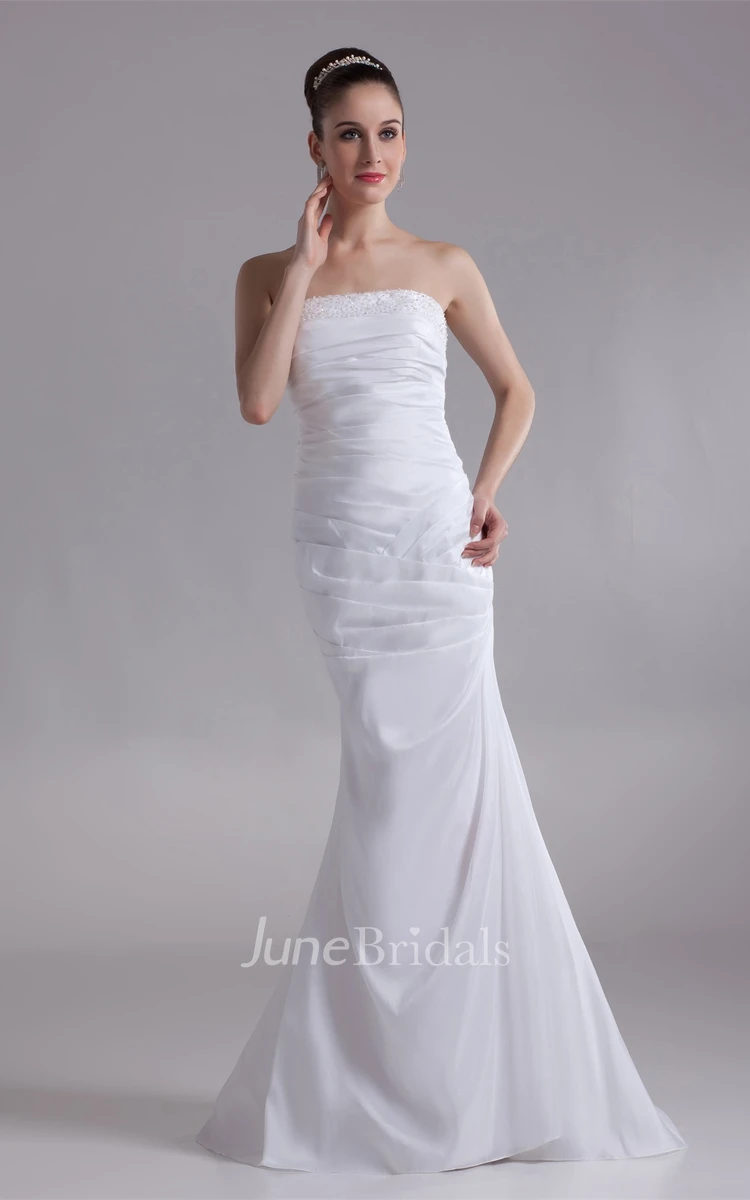 strapless sheath mermaid dress with corset back and beading