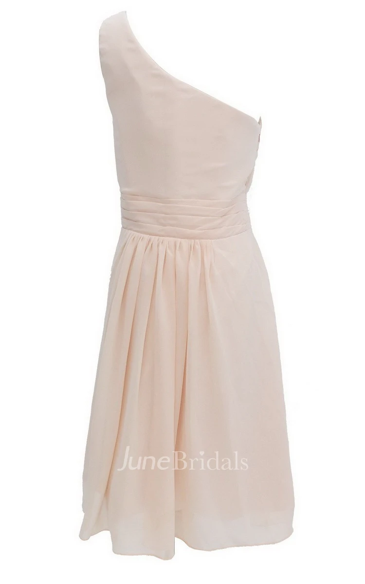 One-shoudler Short Dress With Ruched Waist