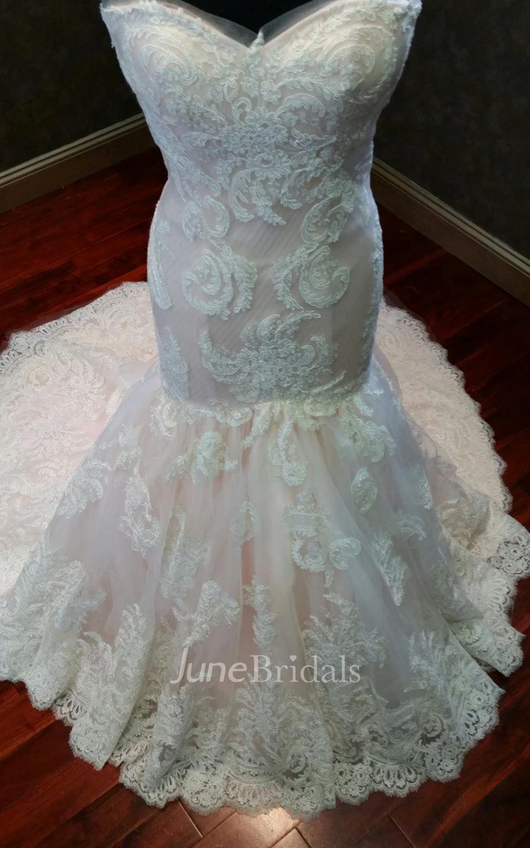 Custom Made Beautiful Mermaid Wedding Dress With Appliques