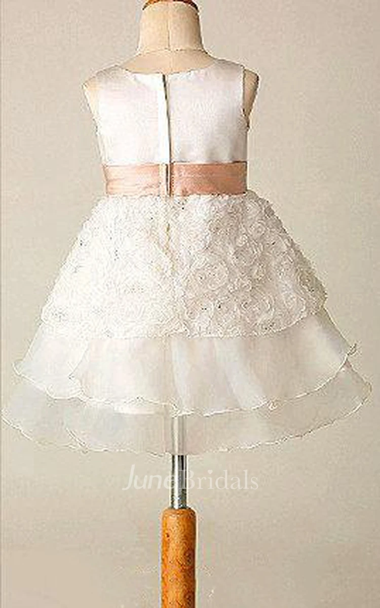 Cute Sleeveless Organza Dress With Flower Skirt