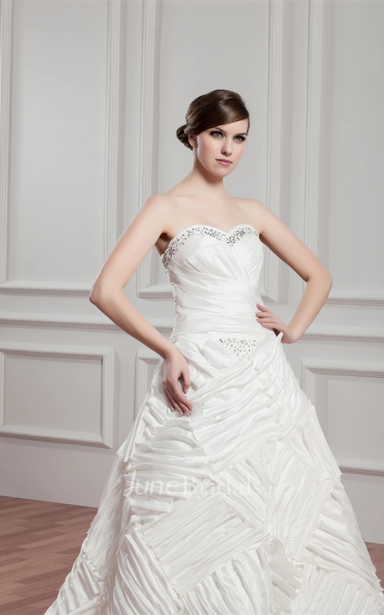 Sweetheart Ruched A-Line Gown with Stress