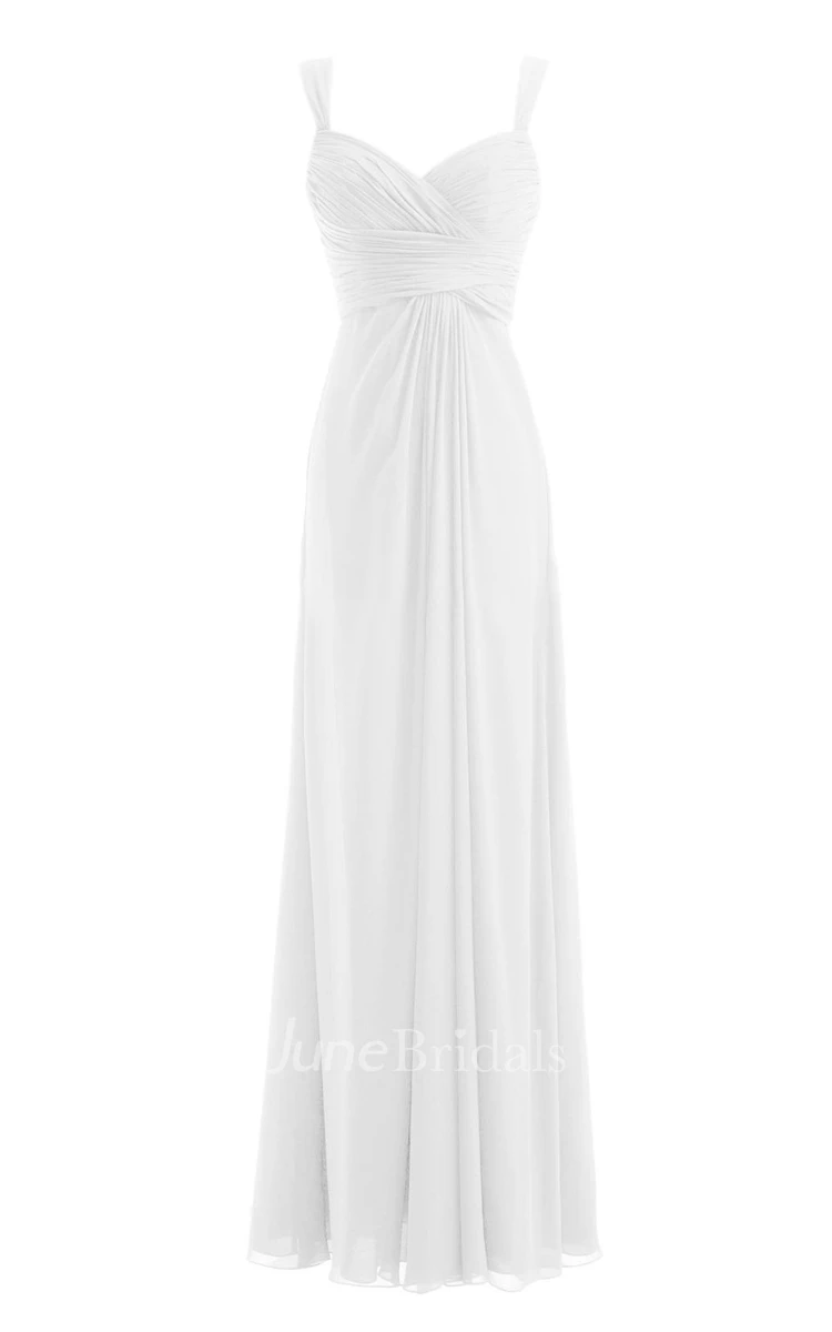 Straps Sweetheart Ruched Chiffon A-line Dress