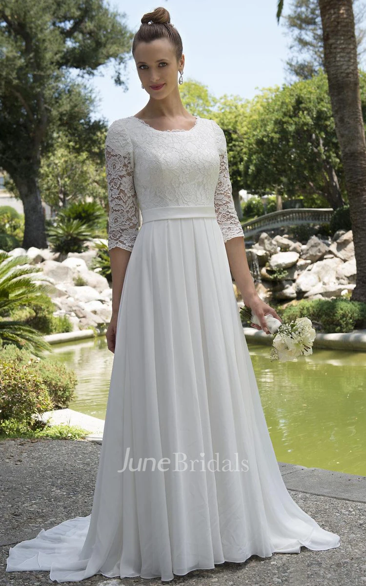 Chiffon lace wedding outlet dress