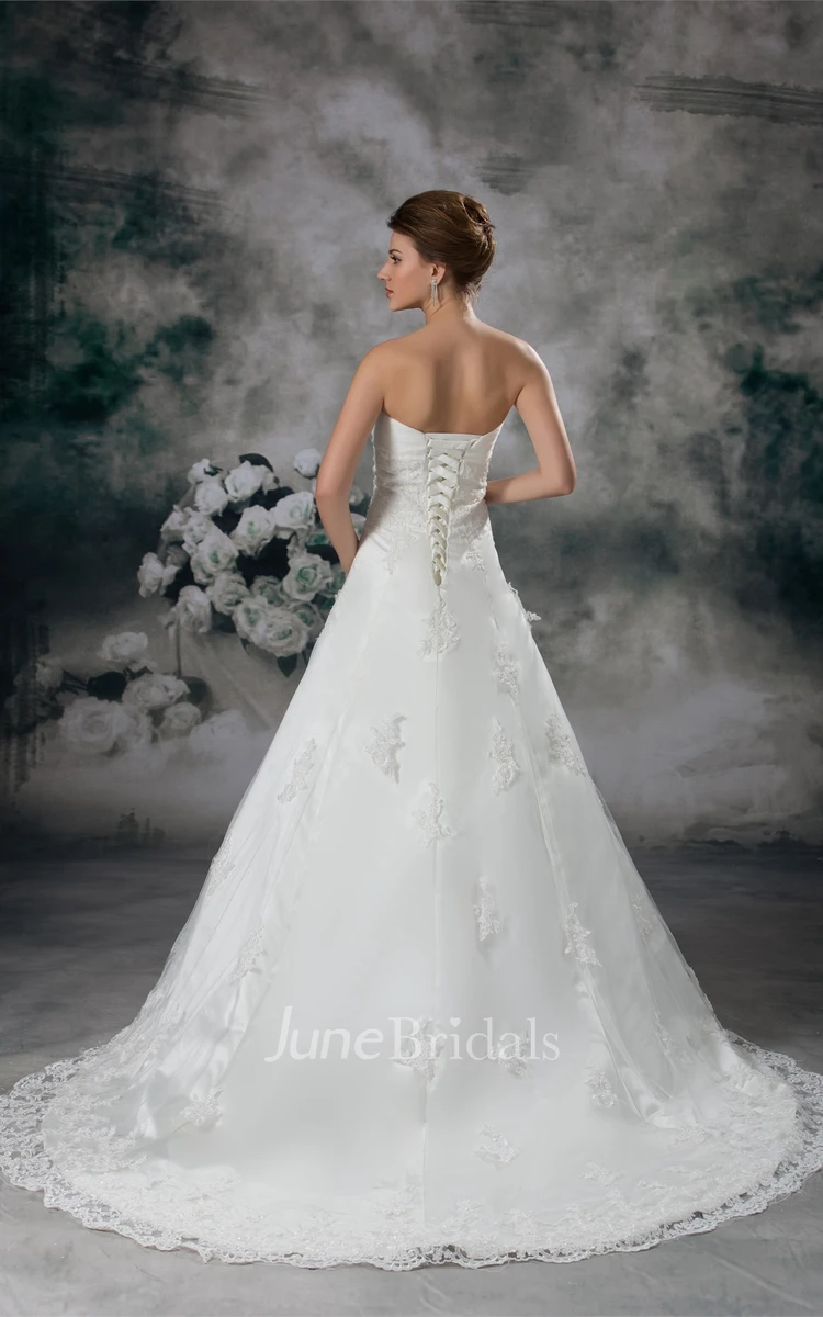 Sweetheart Lace A-Line Gown with Beading and Brush Train