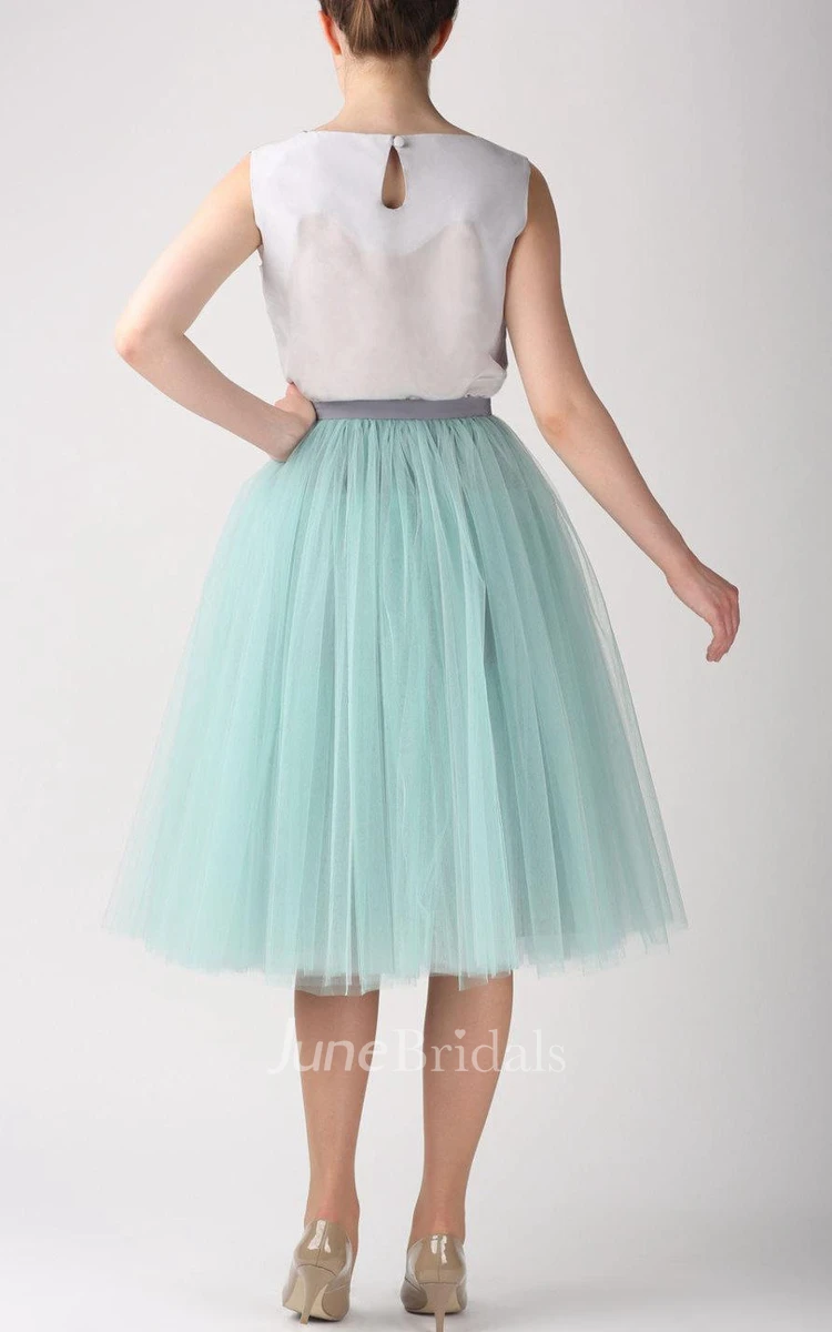 Grey Mint Tutu Skirt Tulle Tea Length Dress