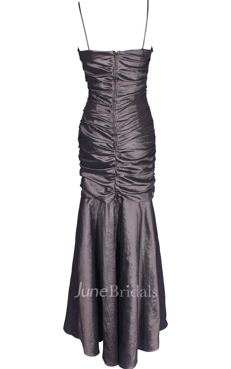 Sleeveless Mermaid Gown With Ruching and Square Neck