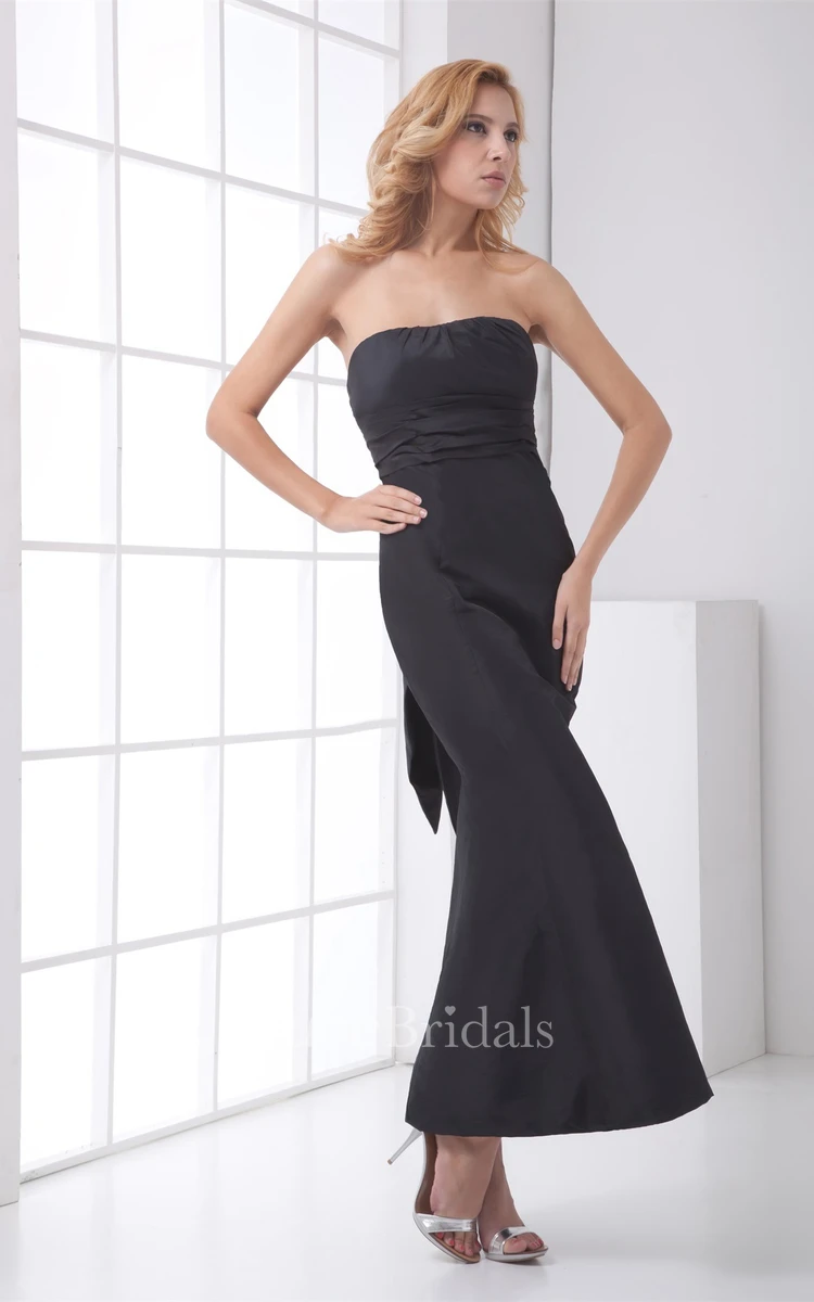 strapless ankle-length mermaid dress with back bow
