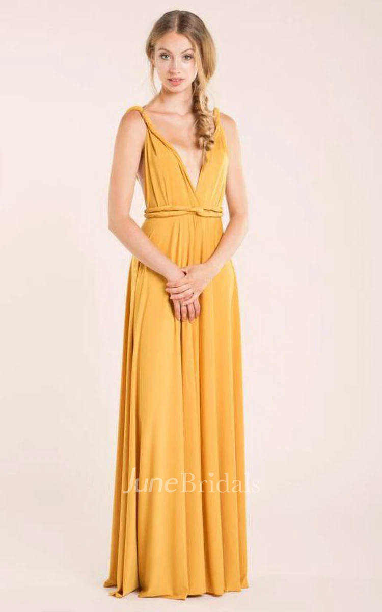 Mustard Floor-length Jersey Dress