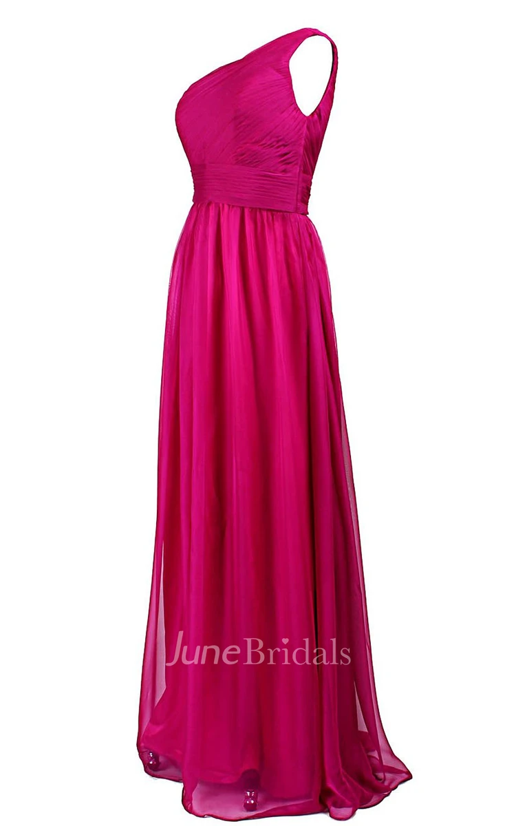 Elegant One-shoulder Chiffon A-line Dress With Ruched Band