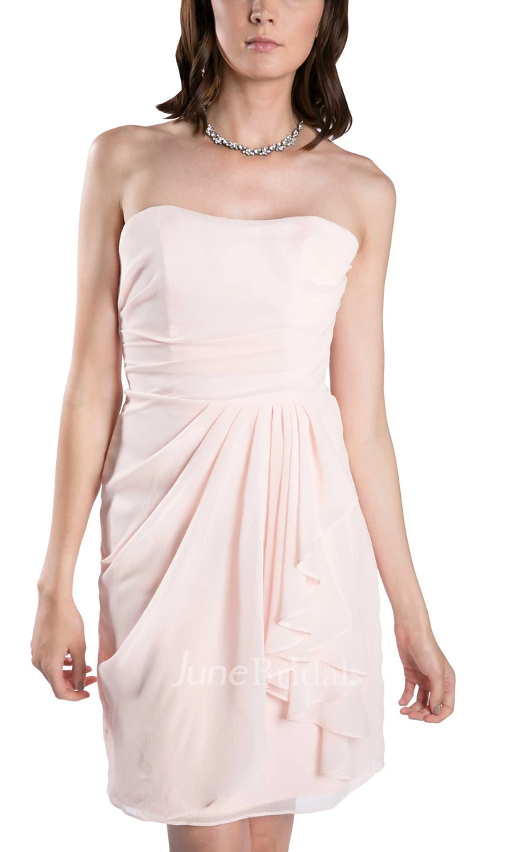 Short Pencil Strapless Draped Chiffon Muti-Color Convertible Bridesmaid Dress