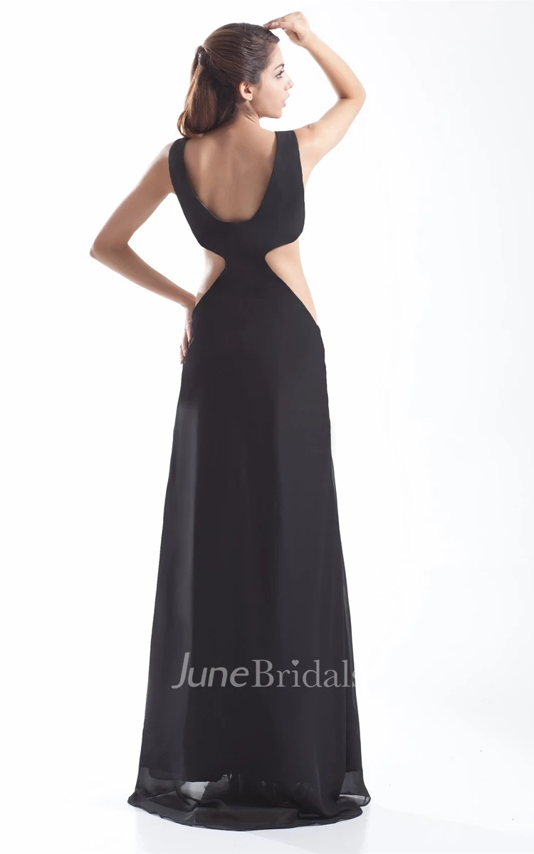 Sleeveless Maxi Dress with Keyhole and Central Ruching