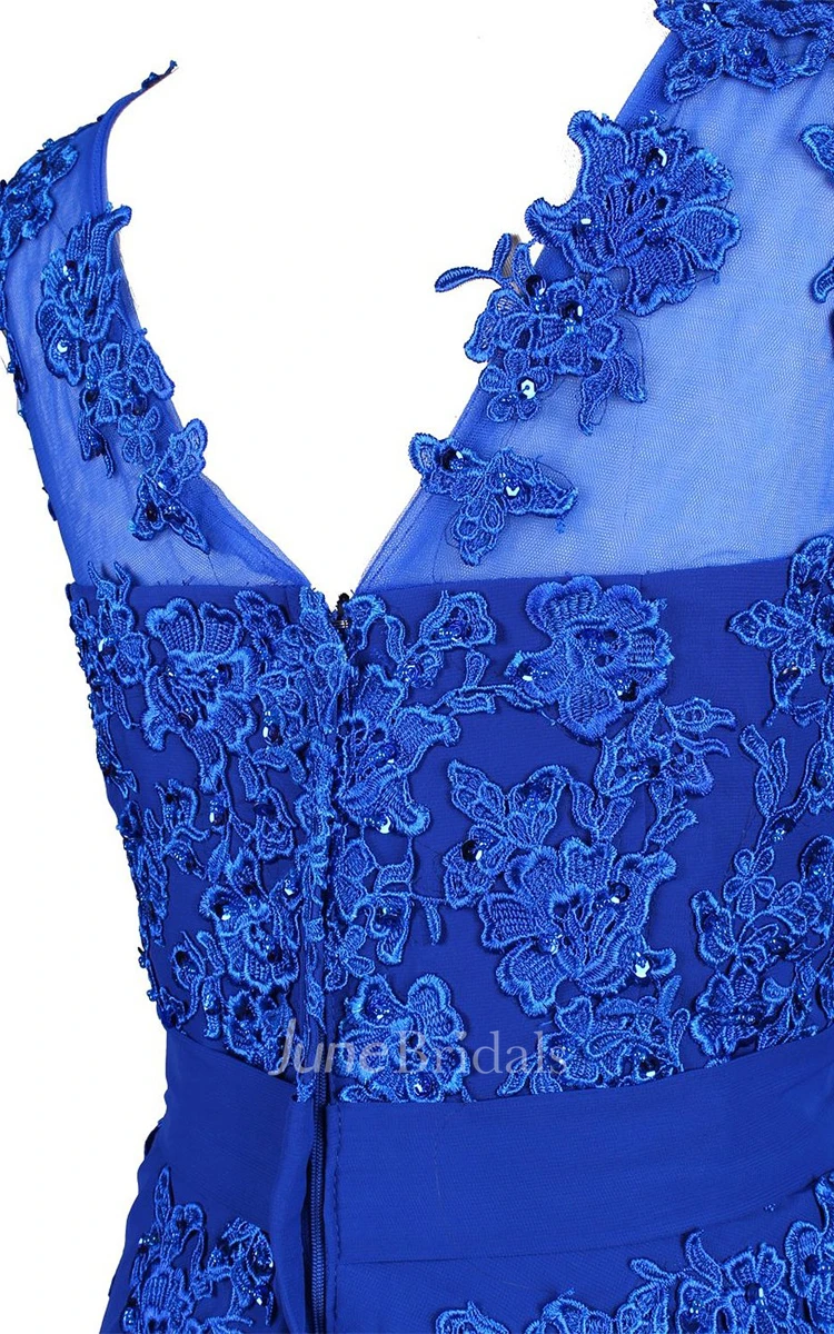 Lace Bodice and Trim Sweep Train With Belt
