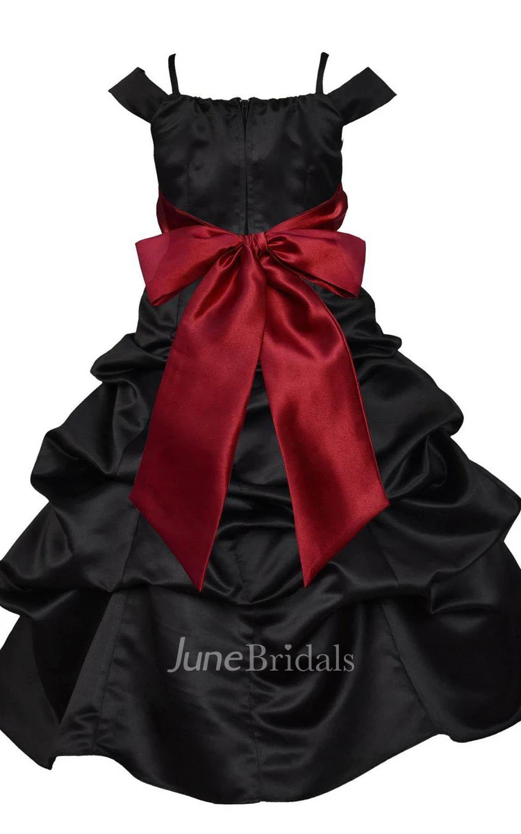 Off-shoulder A-line Ruffled Dress With Bow
