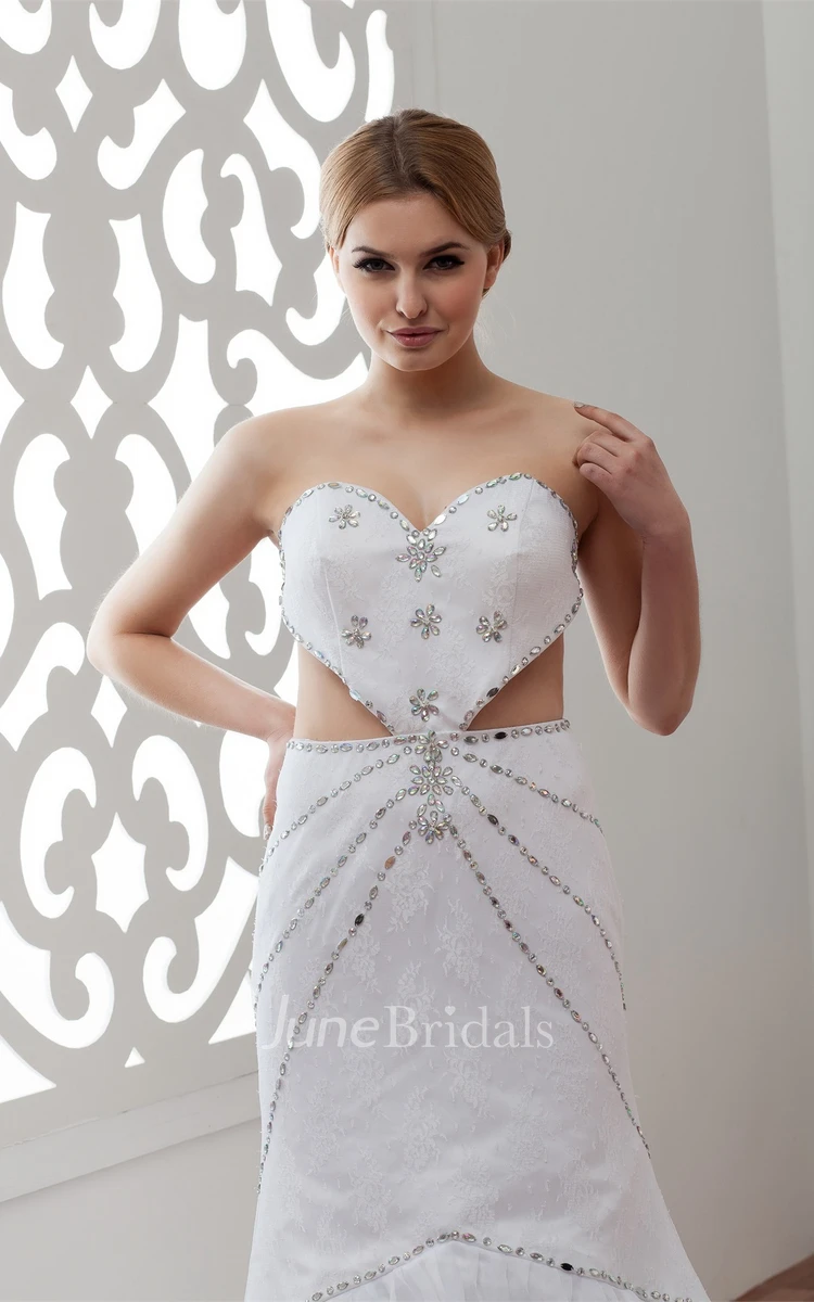 Sweetheart Beaded A-Line Dress with Keyhole and Appliques