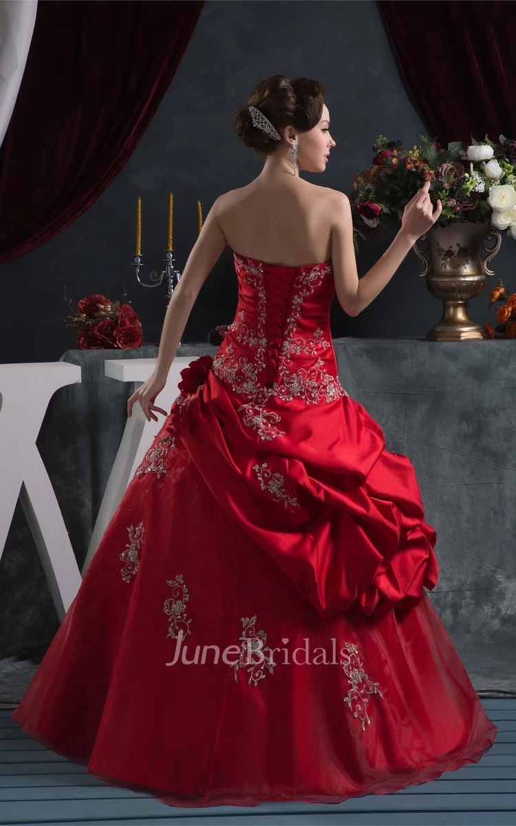 Sweetheart Pick-Up Ball Gown with Beading and Embroideries