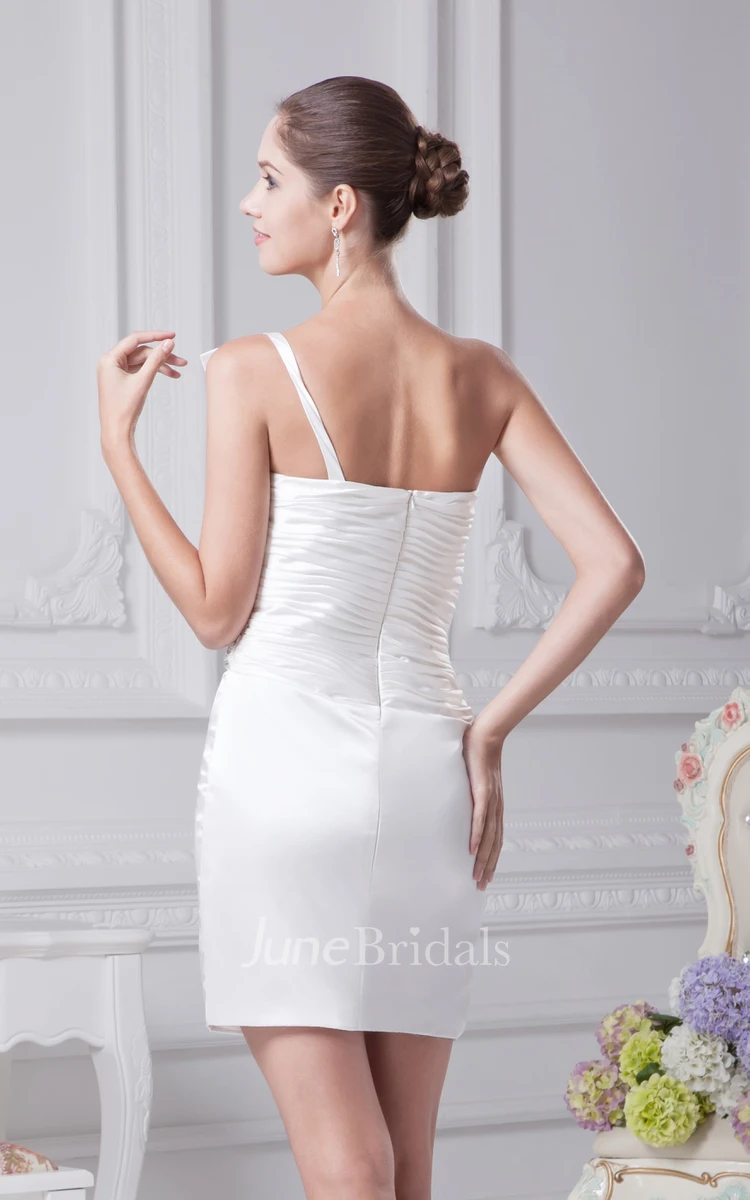 Sleeveless Body-Fitting Ruched With Beading and Single Strap