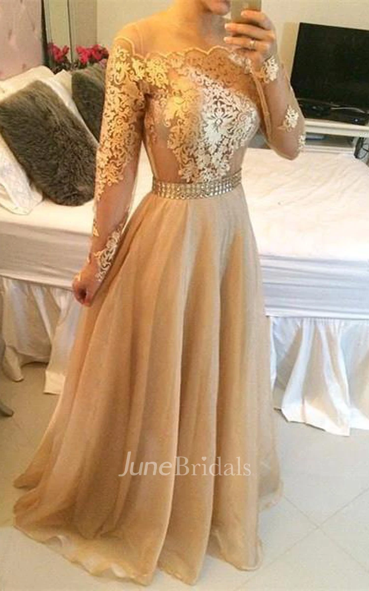 Stunning Long Sleeve A-Line Prom Dresses Long Women's Evening Party Gowns