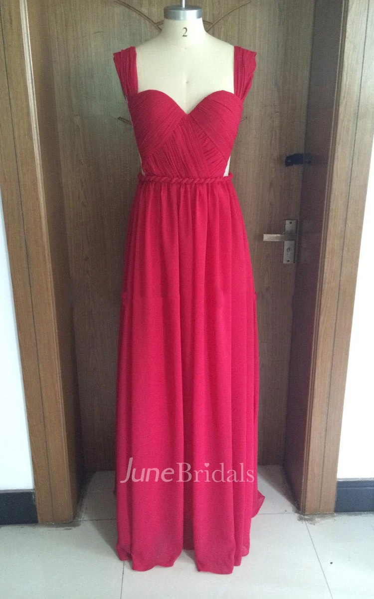 Floor-length Ruched A-line Chiffon Dress With Open Back
