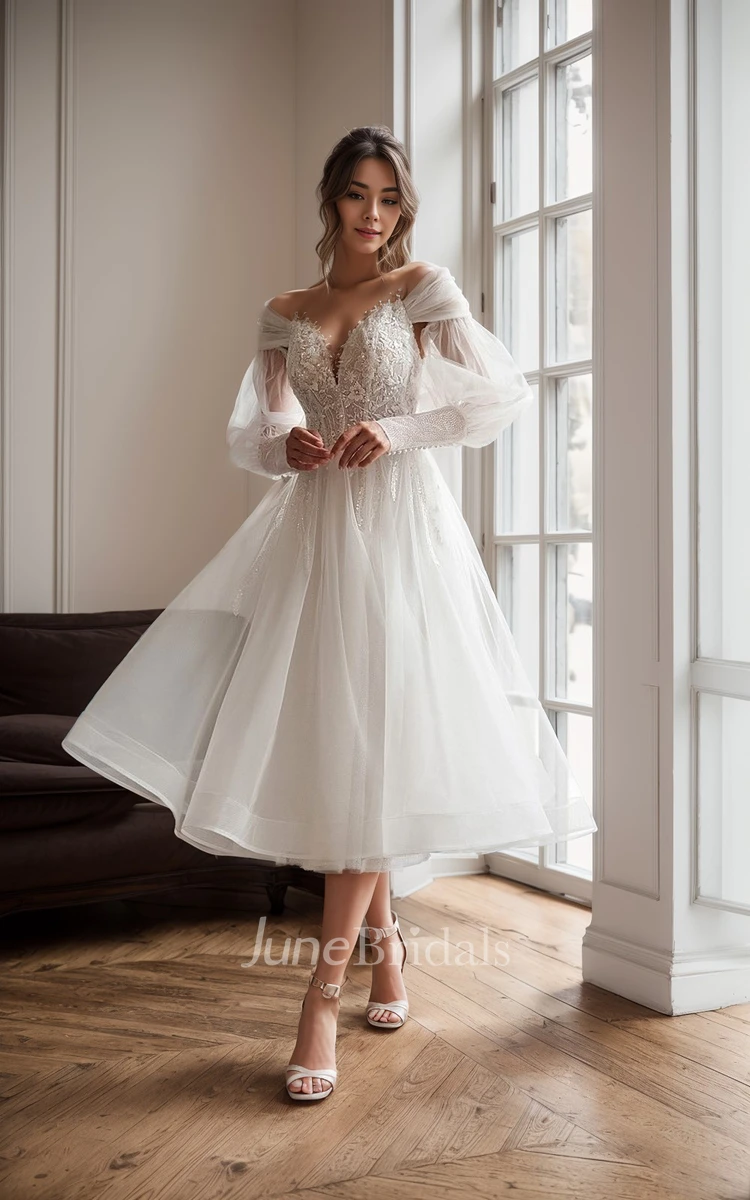 1950s Vintage Tea-length Boho Wedding Dress for Petite Bride A