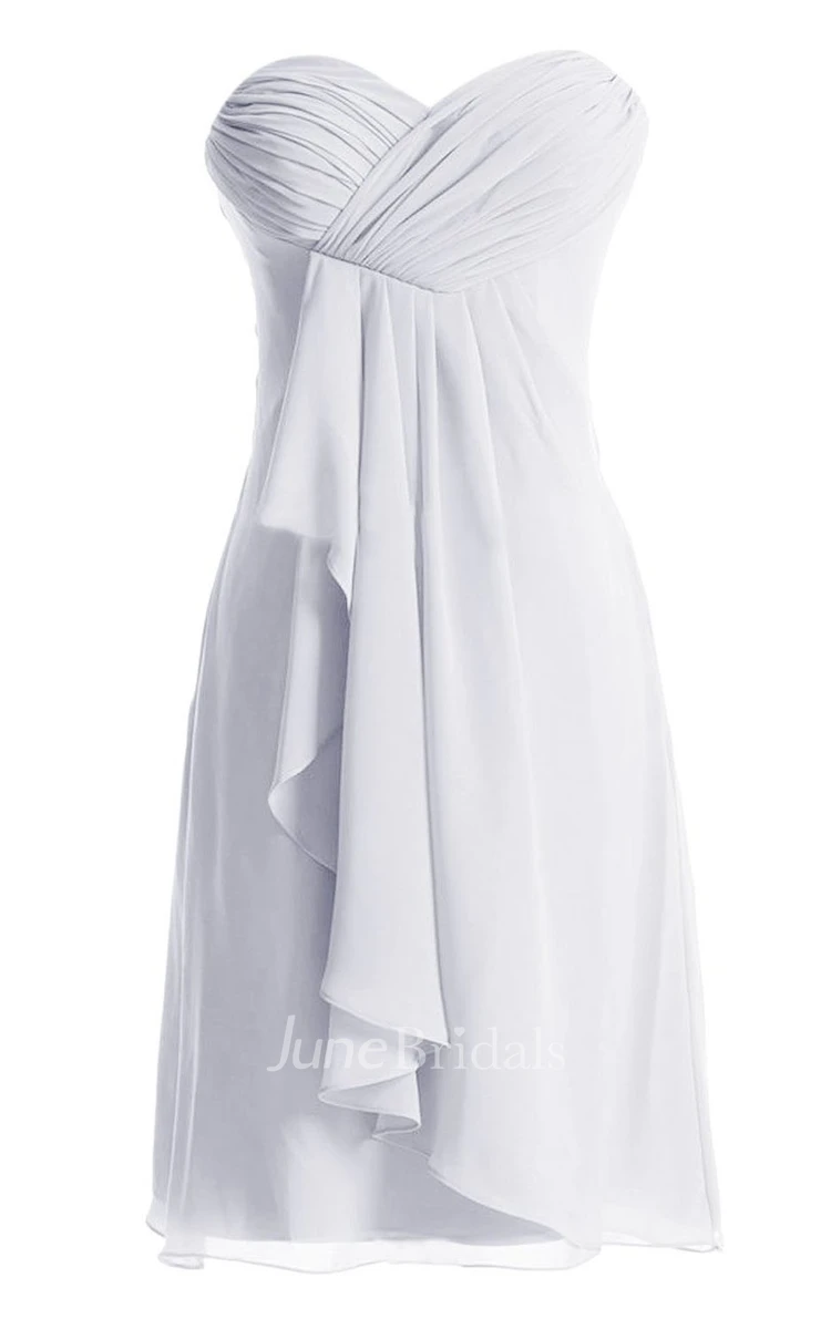 Sweetheart Asymmetrical Ruched Short Layered Chiffon Dress