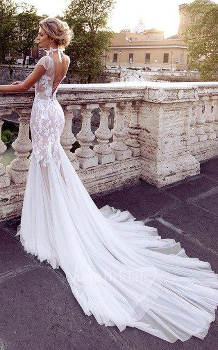 Vintage Western Floral Mermaid Boho Lace Wedding Gown with Sleeves Sexy Unique Sweetheart Bridal Dress with Trian and Slit Front