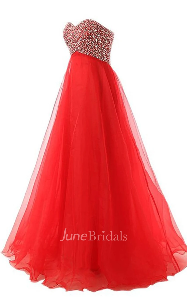 Sweetheart Bust-embellishmented A-line Gown With Lace-up Back