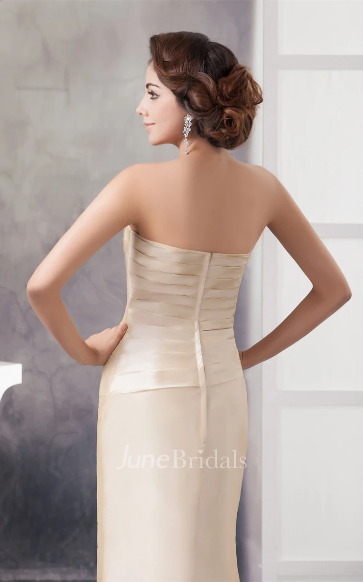 Strapless Ruched Sheath Dress with Flower and Bolero