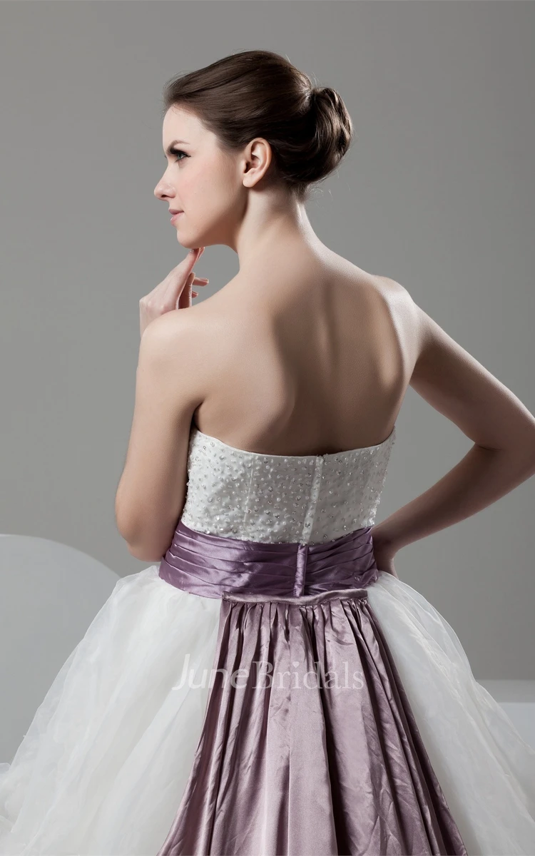 Strapless Tiered A-Line Ball Gown with Stress and Ruffles