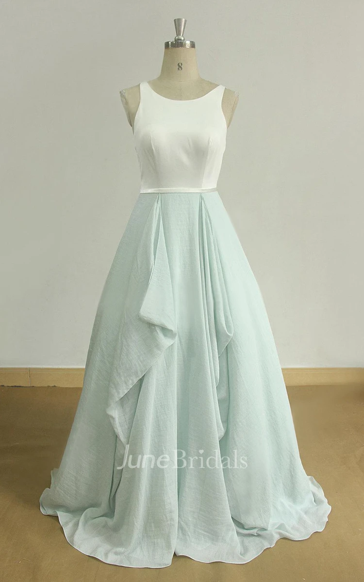 Open Back A Line Boho Wedding With Mint Skirt And Ivory Top Dress