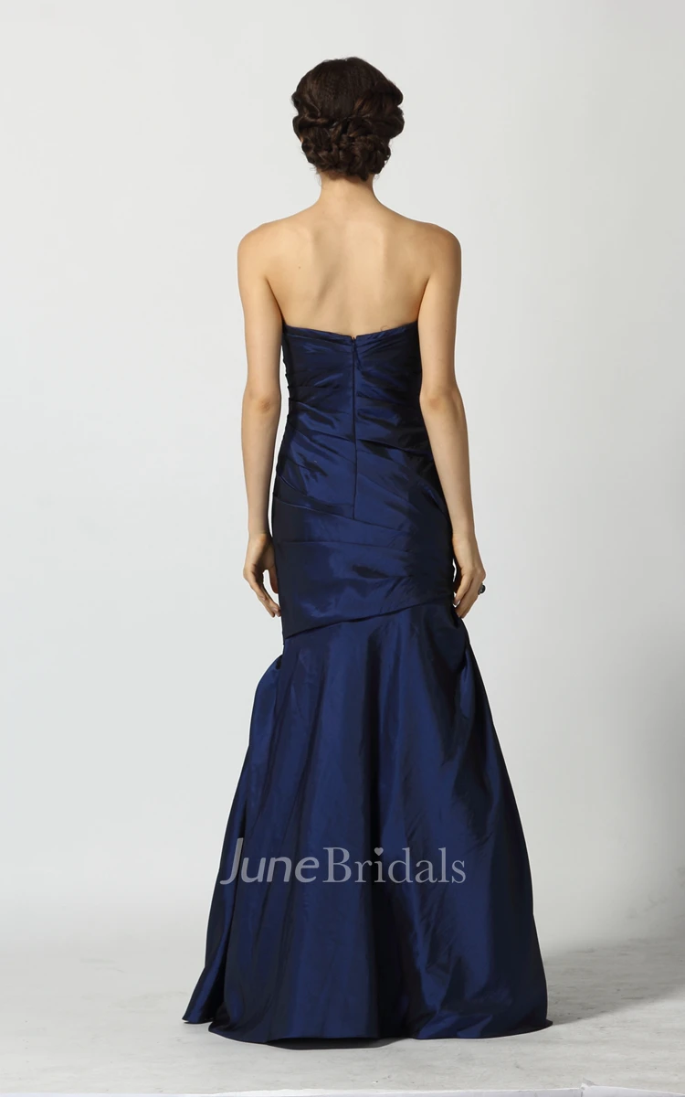 A-Line Sweetheart Sleeveless Floor-length Taffeta Prom Dress with Open Back and Beading
