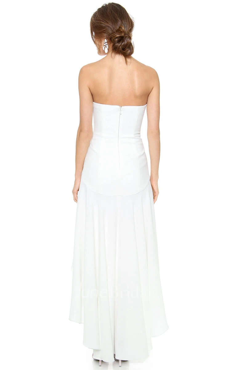 Strapless A-line Chiffon Dress With High-low Style