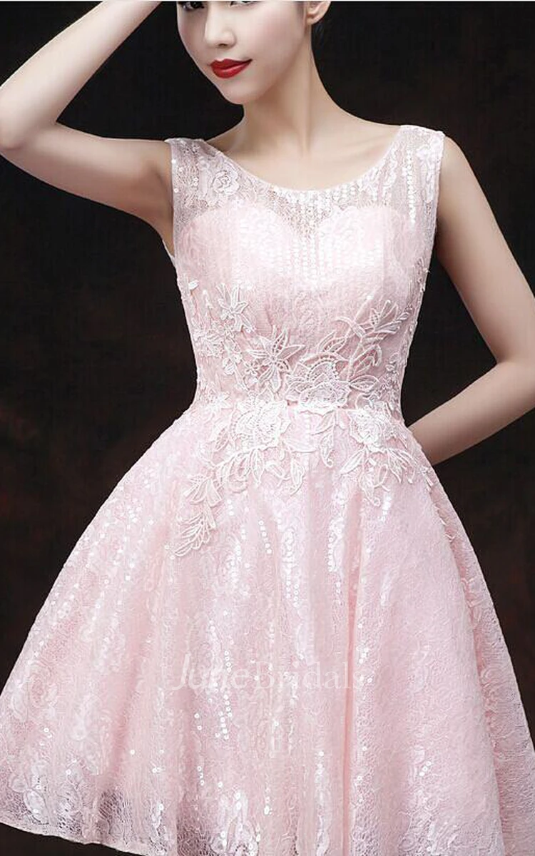 Modern Illusion Sleeveless Short Homecoming Dress Lace-up With Appliques