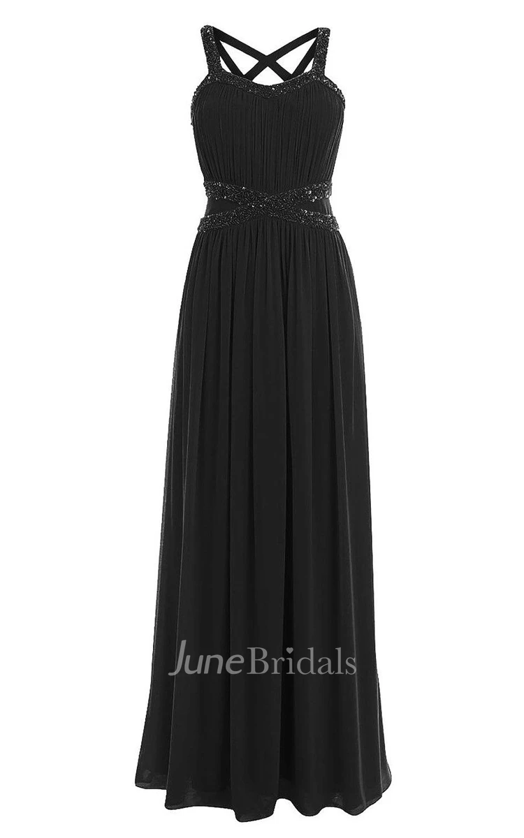 Sleeveless Chiffon Gown With Straps Back
