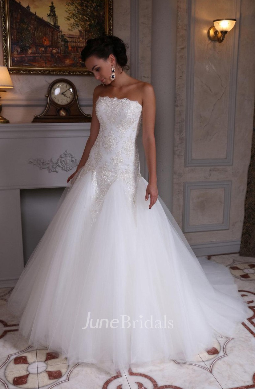 dropped waist a line wedding dress