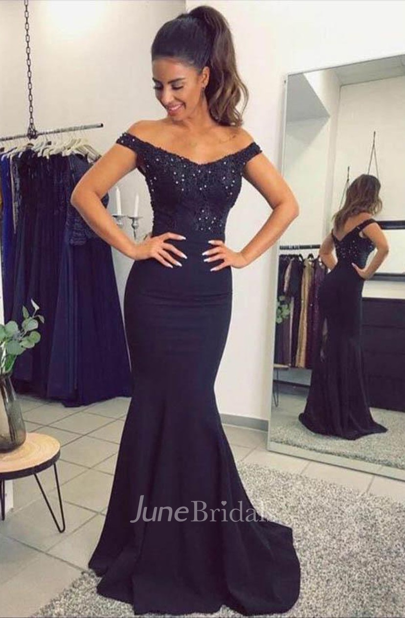 navy blue mermaid gown