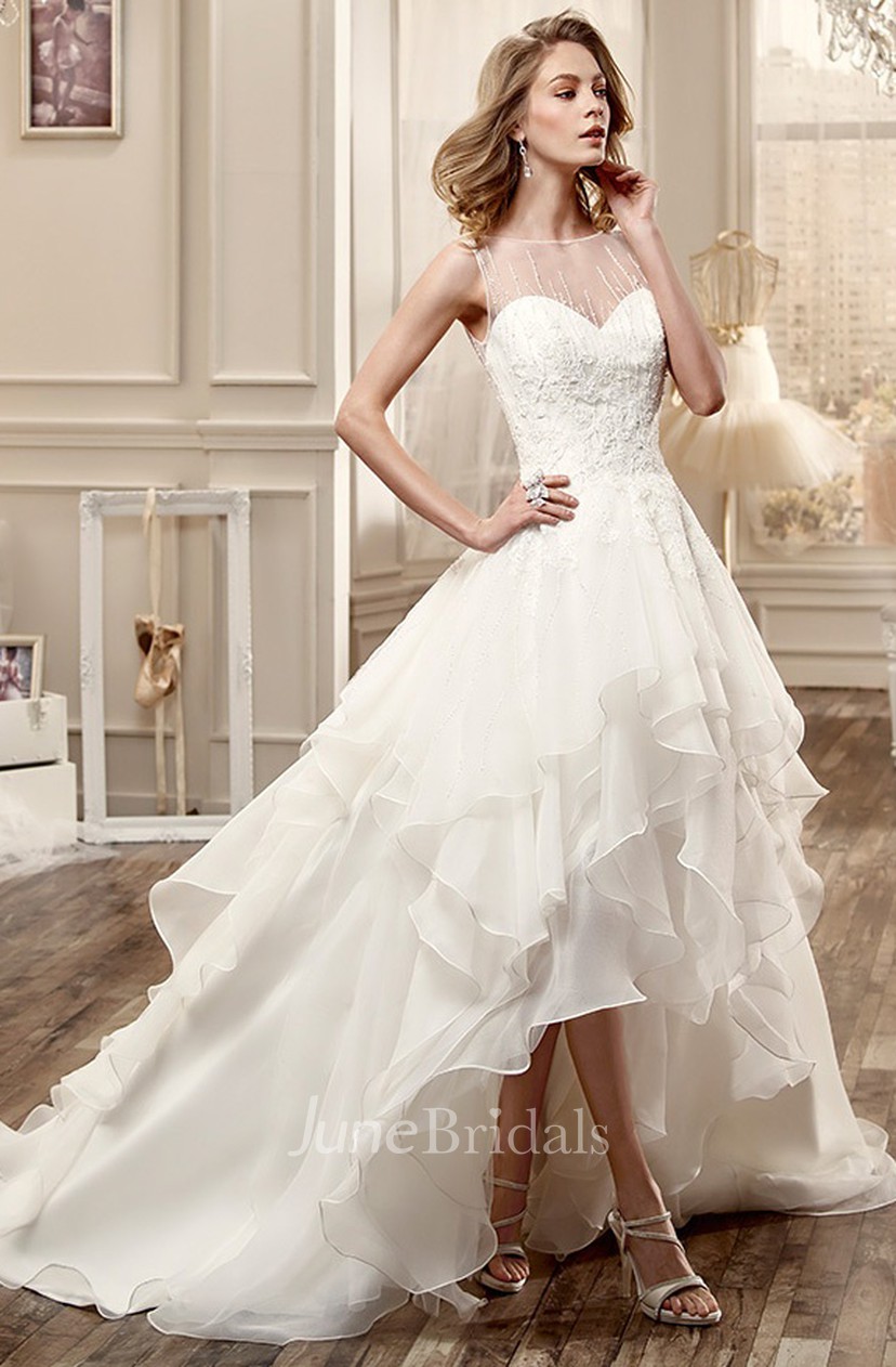 cascading ruffle wedding dress