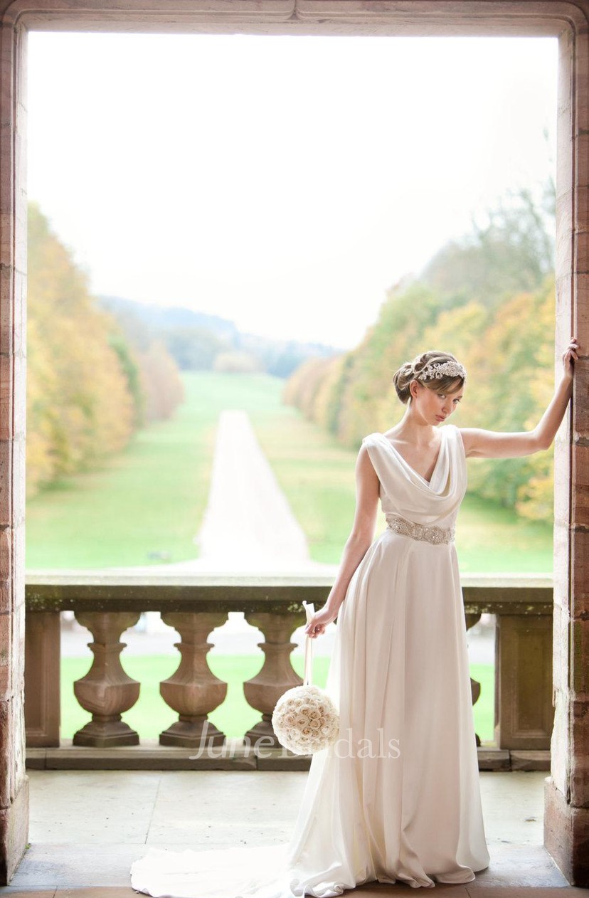 wedding dress cowl neck