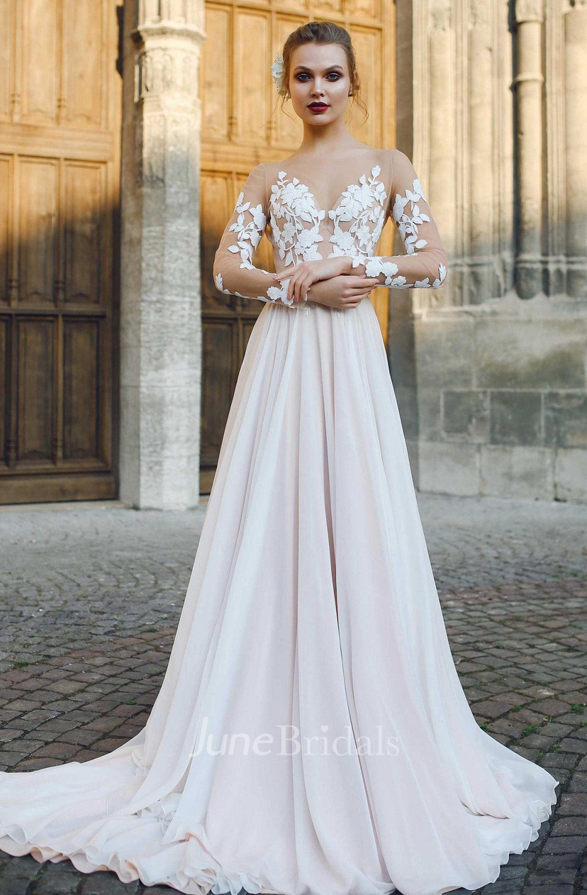 illusion wedding gown