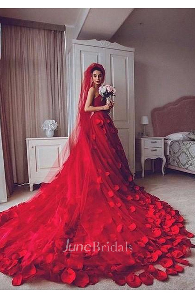Newest Red Tulle Princess Wedding Dress ...